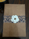 Bold Bloom tan faux leather journal, notebook