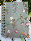 Floral Embroider spiral-bound, hard cover sketch, doodle book