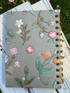 Floral Embroider spiral-bound, hard cover sketch, doodle book