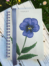 Violet floral hard cover, spiral-bound notebook/journal